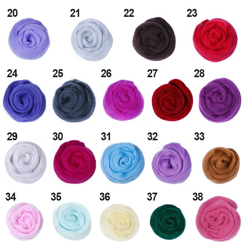 38 Colors Felt Craft Felting Wool Fiber Felt Fabric Felting Pack DIY Handmade Toys 5g/10g/20g/50g