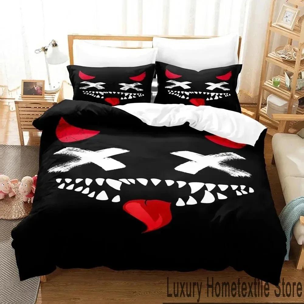 3D Print XOXO Devil Smiling Face Bedding Set Duvet Cover Bed Set Quilt Cover Pillowcase Comforter King Queen Size Boys Adult