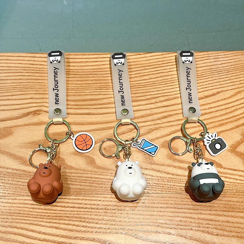 Cute Cartoon Sitting Bear Keychain Creative Car Bag Accessory Unique Gift For Men And Women