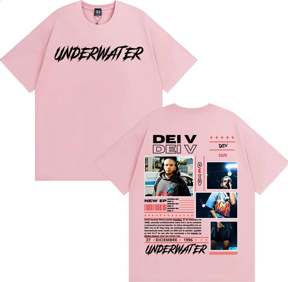 2025Summer Dei V Quien Es Dei V Underwater Album T Shirts for Men Fashion Hip Hop Street T Shirt Man Casual 100 Cotton Tshirt