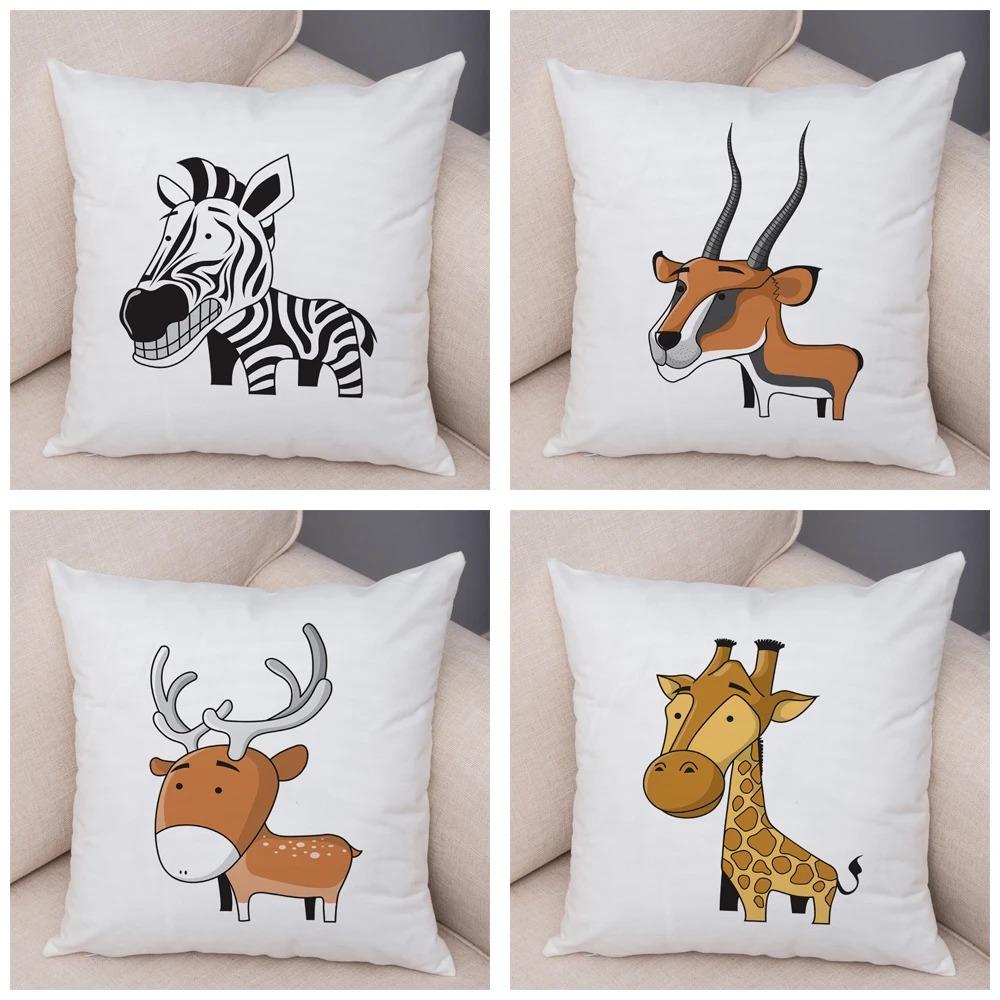 Забавные наволочки с изображением животных из мультфильмов для офиса, гостиной, дома, наволочки для автомобиля, украшения