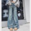 Women's Low-Waist American Retro Flared Jeans - Loose, Non-Sticky Fit for Summer
