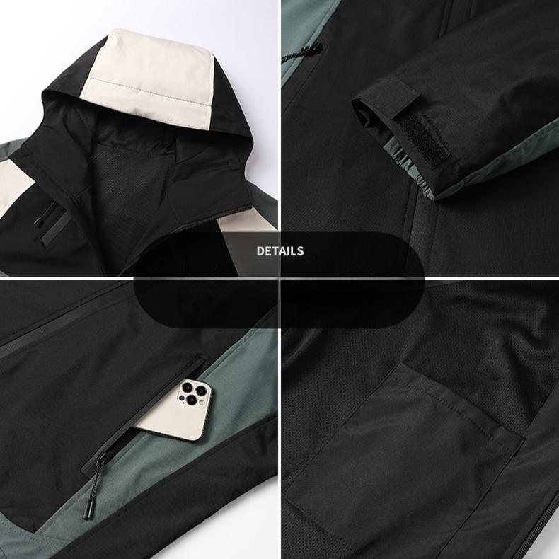 Ветрозащитная водонепроницаемая свободная куртка осень новая контрастная цветная куртка для отдыха на природе кемпинг толстовка с капюшоном модная мужская одежда топ