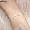 925 Sterling Silver Geometric Circle Bracelet For Women Micro Pave Zircon Pearl Chain Bracelet Jewelry Gifts S -B123