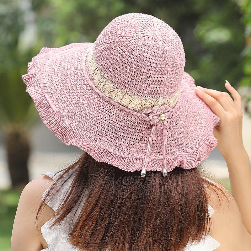 Cotton and Linen Foldable Hat for Women Summer Sun Shading and Sun Protection Hat Women's Large Eave Beach Cooling Hat Basin Hat