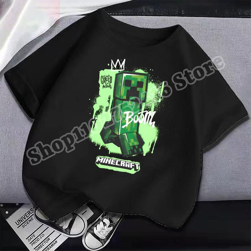 Детская хлопковая футболка с круглым вырезом Miner Crafted, с принтом на игровую тематику, с коротким рукавом, повседневные футболки для мальчиков, летняя одежда, детские подарки