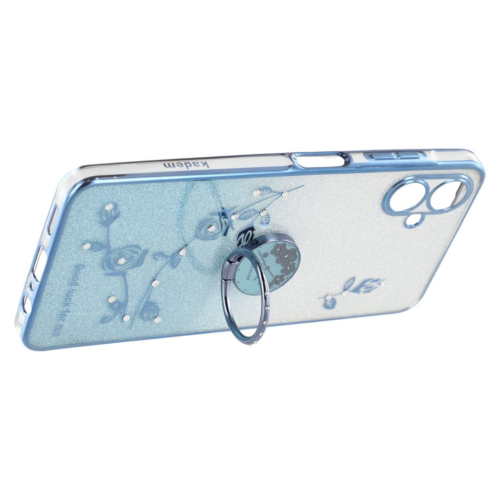 KADEM For Samsung Galaxy A05 4G Case Ring Kickstand TPU Flowers Phone Cover Gradient Glitter