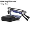 Metal Folding Reading Glasses Portable Ultra Light Anti Blue Light Lens Presbyopia Glasses Men's Rectangular Eyeglasses Eyewears