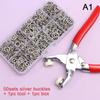 Plier Tool 50/100pcs Colour Metal Snap Sewing Button Claw Set Hollow Solid Snap Fasteners Kit for Installing Clothes Bags