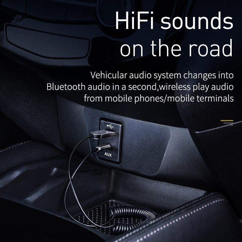 Baseus BA01 Bluetooth-адаптер-донгл Aux USB для автомобиля, кабель с разъемом 3,5 мм Aux, Bluetooth 5.0, приемник для динамика, аудио, музыкальный приемник