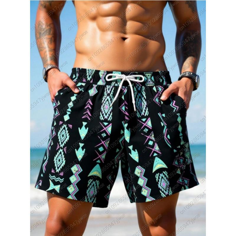 2026 Лето Мужские пляжные Board Shorts цветочные Леопардовые Купальные шорты На шнурке Эластичные Быстросохнущие Гавайские пляжные шорты мужская одежда