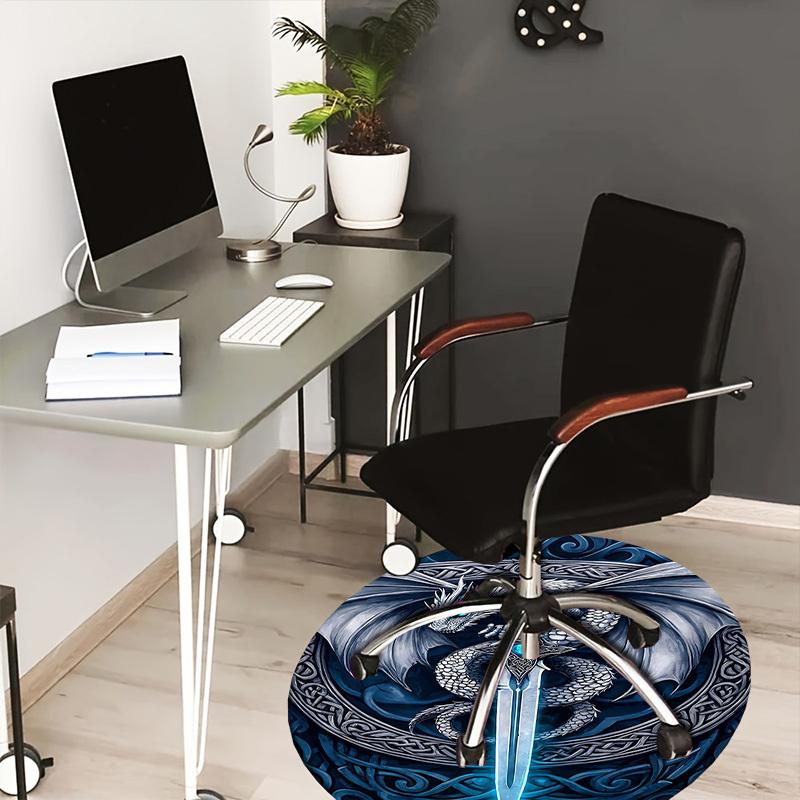 1PC Dragon Sword Non-Slip Floor Round carpet, Office, family, bedroom, Large Area Rug Indoor Rugs, Durable PolyesterH0374