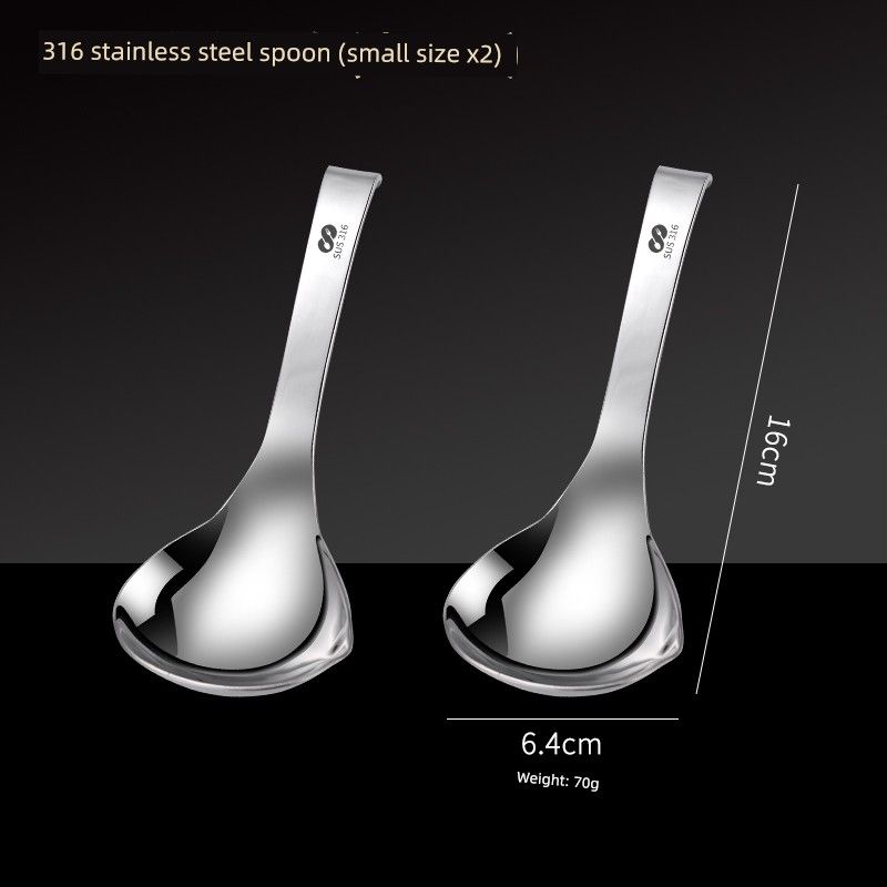 316 Stainless Steel Spoon, Large Household Soup Spoon, Deepened Design, Wall-Mountable, Large Head Spoon, Hot Pot Spoon