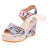 Fashion Fashionable Slope Heel Printed Elegant Sandals 2024 Versatile Summer Casual Women's Shoes Lightweight and Breathable High Heels