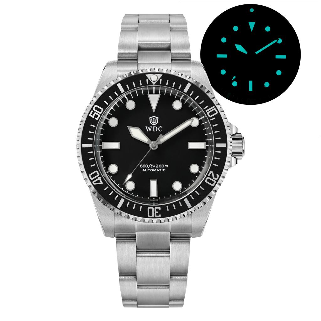 Watchdives WD5513B Автоматические часы PT5000 200M Дайверские Сферическое сапфировое стекло 316L Сталь Люминесцентный ободок из алюминиевого сплава Мужские часы