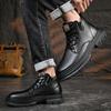Hot Sale Men's Lace-Up Motorcycle Boots Leather Fashion Walking Shoes New Men Brand Mens Sneakers Male Comfortable Ankle Boots