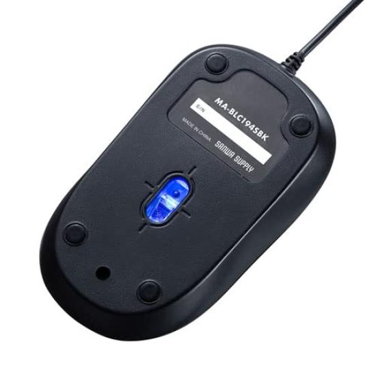 Sanwa Supply Wired Blue LED Mouse MA-BLC194SBK Type-C (Silent Type)