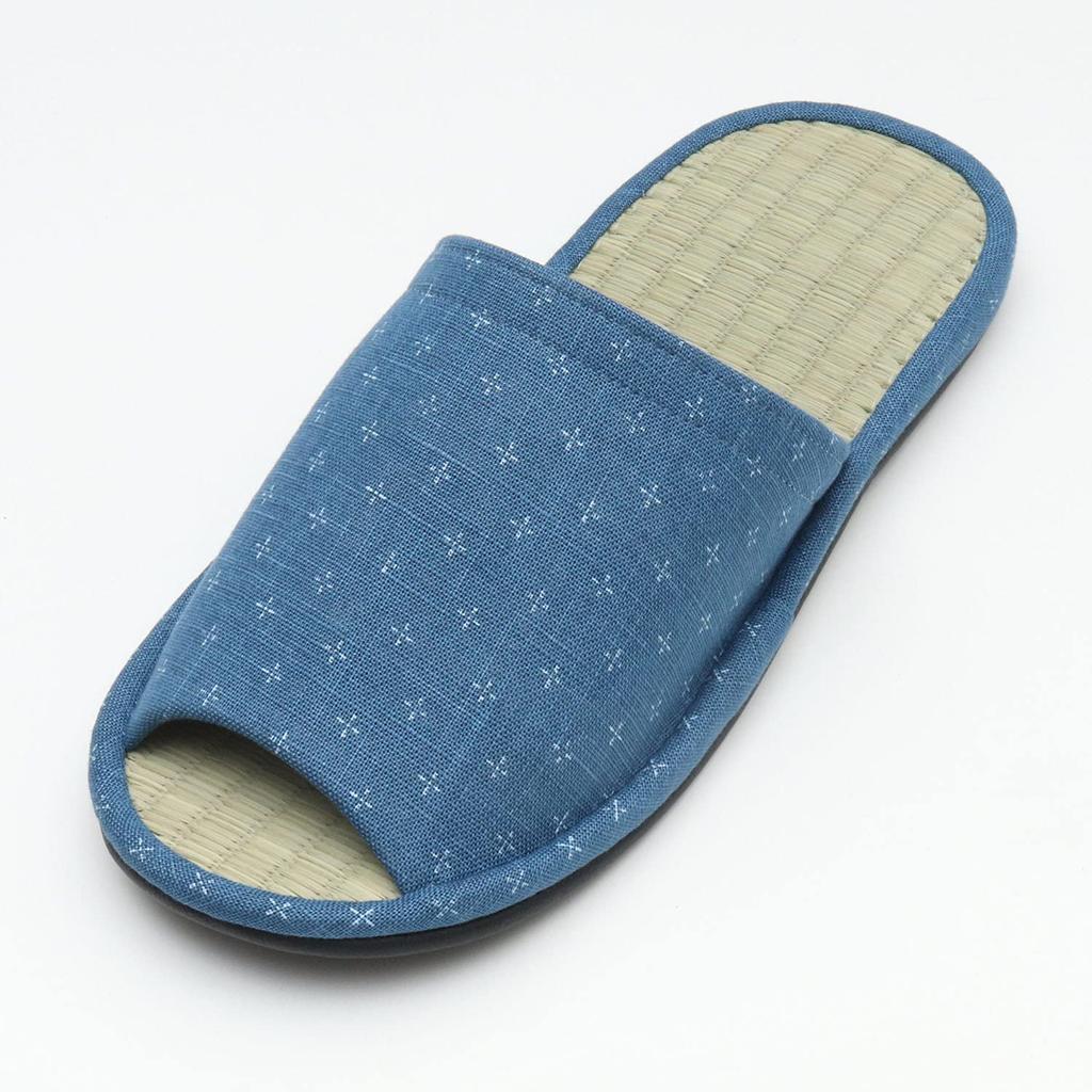 Japanese Cross Mosquito Kasuri Pattern Tatami Size Set of 3 [Lifestyle] Japanese-made Front-Opening Slippers, L, [Kahoku Slippers, Kahoku, Yamagata,