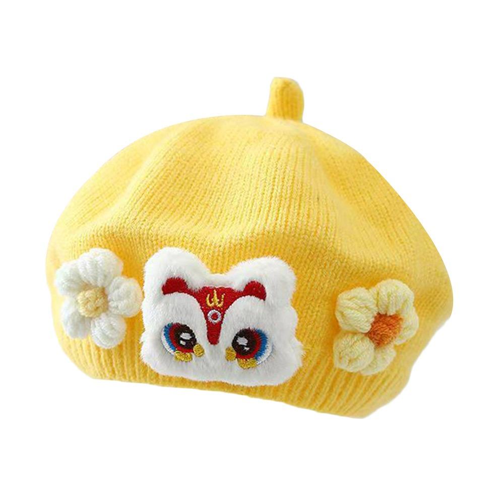 Flower Baby Beret Hat Soft Artist Painter Caps Cute Knitted Hat  Infant Girls