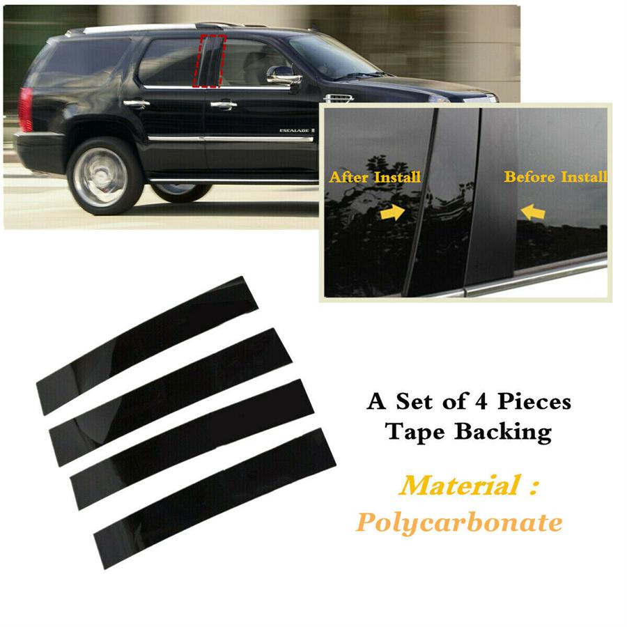 Черные стойки для Cadillac Escalade 07-14, комплект из 4 штук, накладки на дверные стойки