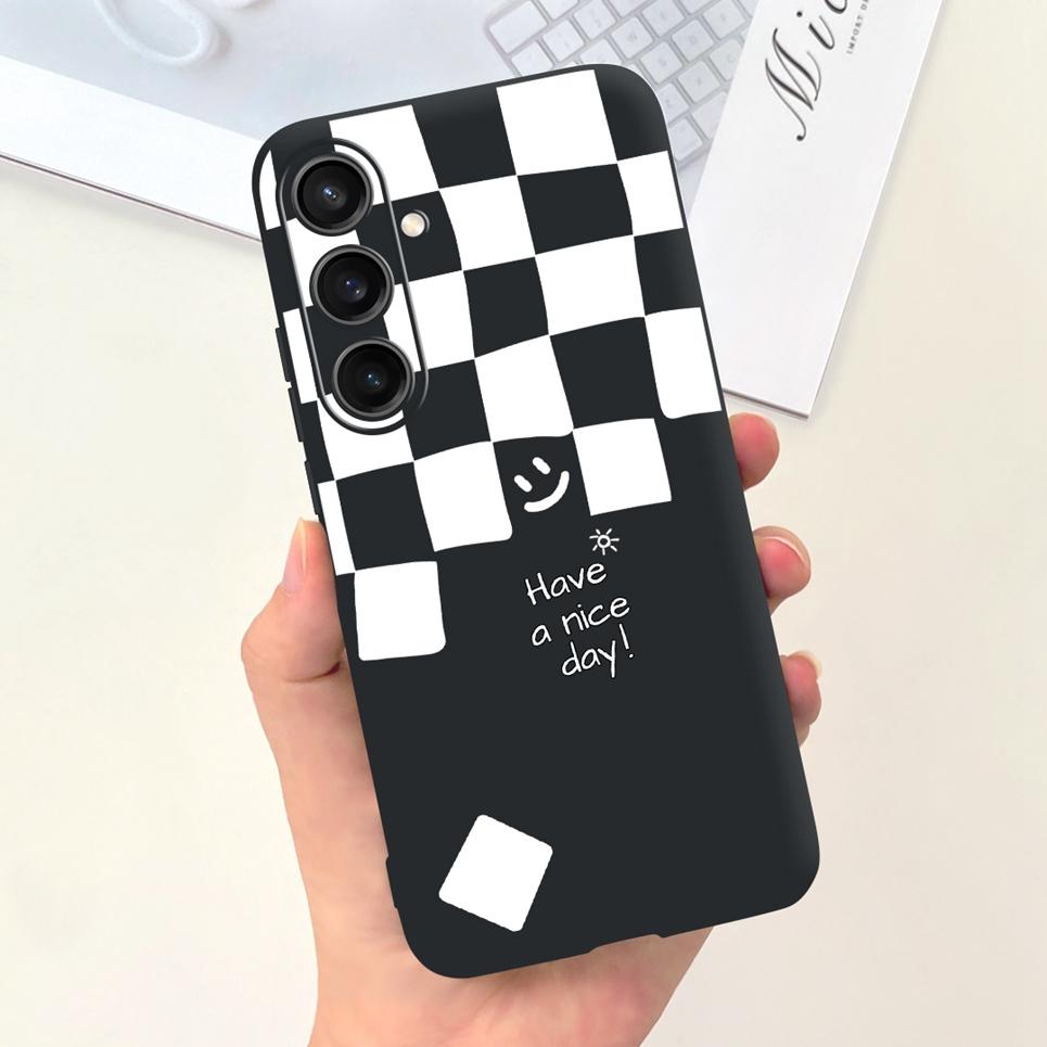 Для чехла Samsung Galaxy A35 A25 2023 5G Case SM-A356B SM-A256B Черный Кот Ночь Луны Модный Coque Etui Матовый Силиконовый Корпус
