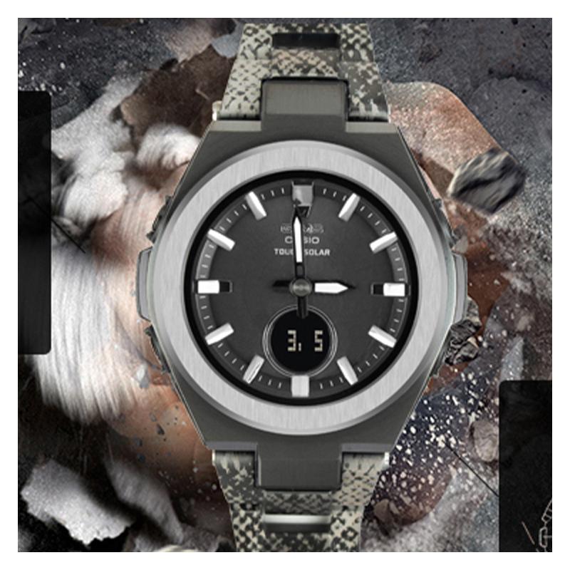 Casio Серия BABY-G G-MS Ограниченная серия 'Змеиный принт' Ударопрочные и водонепроницаемые На солнечной батарее Кварцевый механизм Японские и MSG-S200DPT-1APFS-person