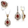 Комплект серебряных украшений с рубиновым камнем в османском стиле, аутентичный турецкий комплект ювелирных изделий ручной работы - рубиновое кольцо, серьги, ожерелья в винтажном стиле