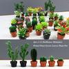 3pcs Multistyles Green Leaves Plant Pot Mini Bonsai Garden Home Model  Doll House Accessories