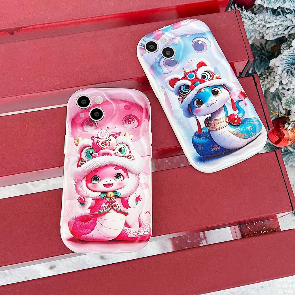 Силиконовый чехол для Xiaomi Redmi Note 14 13 Samsung A56 A26 A36 Oppo A3 A5 Pro Tecno Spark 30C Funda Cartoon Snake New Year Cover Soft TPU Bumper