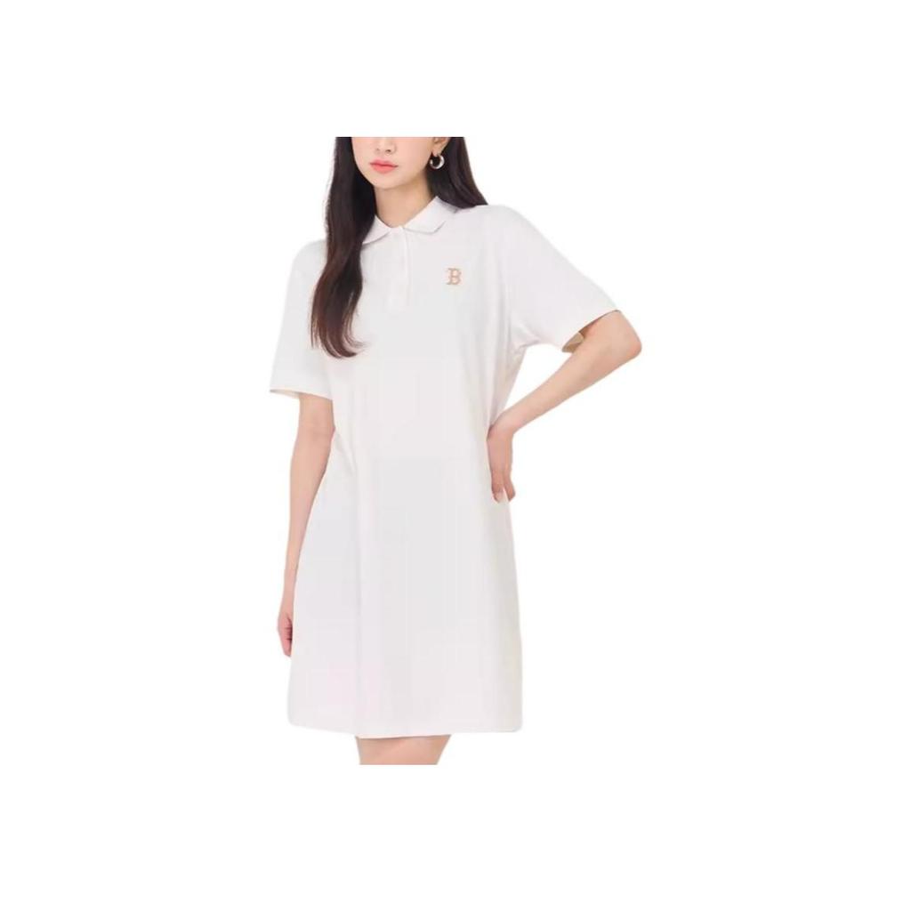 New MLB SS24 Short Sleeved Dresses Women's Cream 3FOPB0543-43CRS
