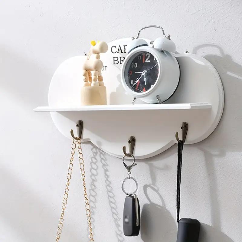 2pcs Rustic Wooden Cloud Wall Shelf with Hooks, Floating Shelf for Succulents, Keys, Hats, Bags , Home Decor Storage Hanging Cabinet