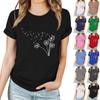 Женская повседневная футболка с принтом, пуловер с круглым вырезом, топ с короткими рукавами