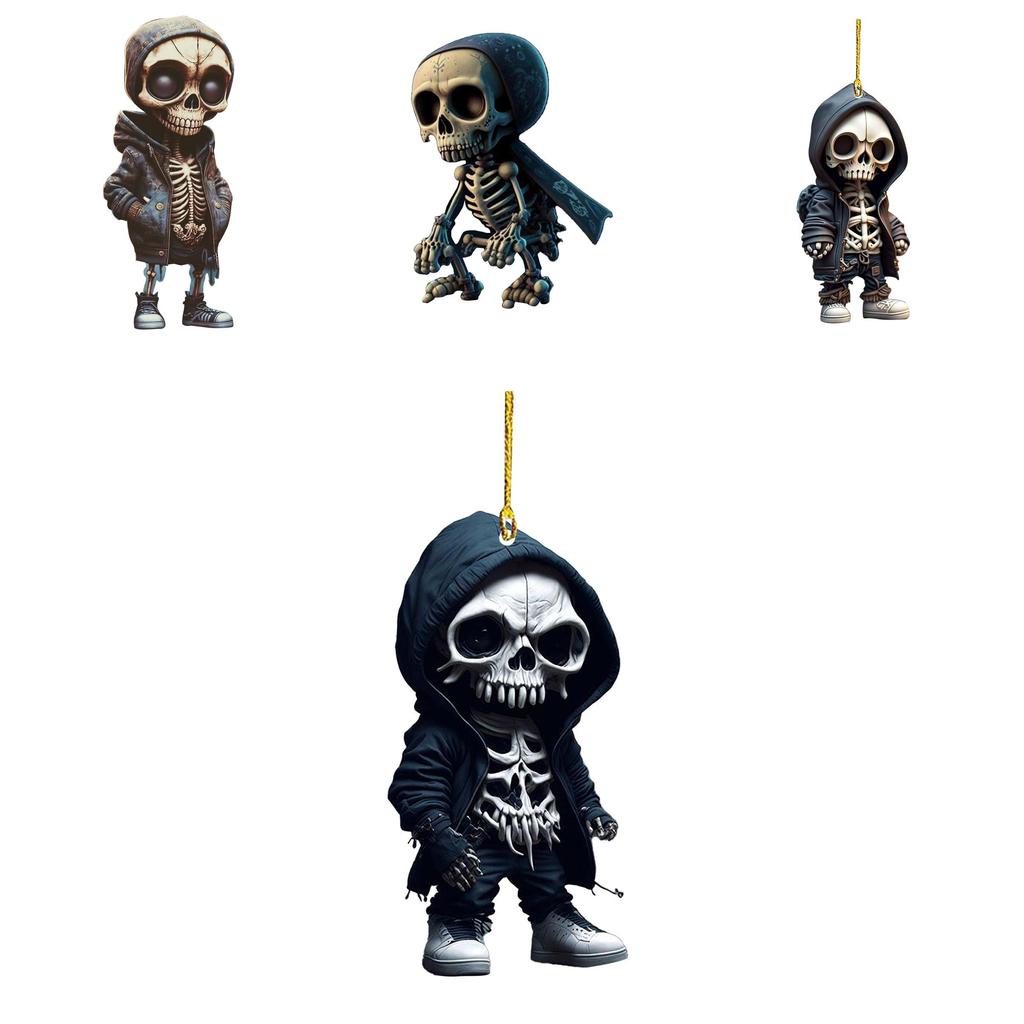 Cartoon Skull Car Ornament Acrylic Halloween Decor For Interior Design