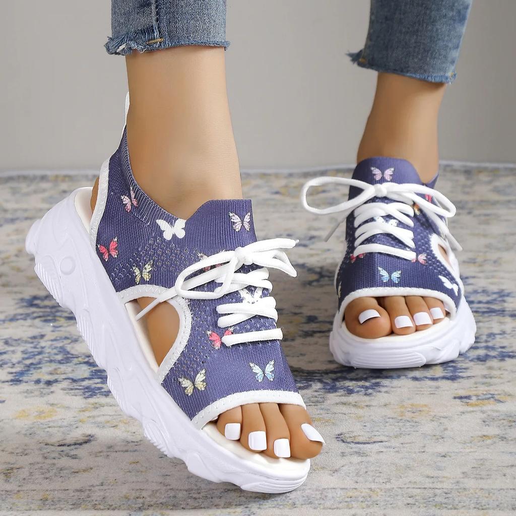 Sandal Women Summer 2024 Casual Platform Shoes Thick-Soled Lace-Up Sandalias Open Toe Beach Shoes for Women Zapatos Mujer