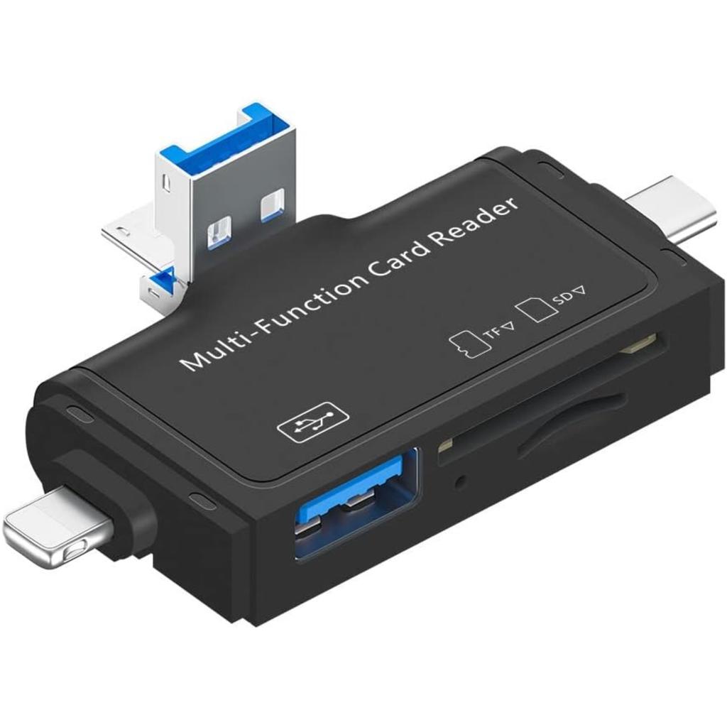 7 in 1 USB 2.0 SD Card Reader USB C Card Reader TF/Mirco SD Smart Memory Type C Lighting OTG Flash Drive Cardreader Adapter for Digital Secure Phone