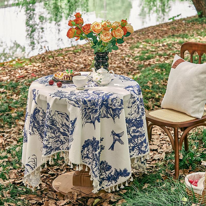 Цветочная круглая прямоугольная скатерть, устойчивая к пятнам, водоотталкивающая, немнущаяся цветочная скатерть для дома, кухни, обеда, вечеринки, использования в помещении и на открытом воздухе