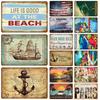 Vintage Summer Beach Metal Signs Famous City Landscape Poster Tin Sign Plate Retro Wall Art Decor For Living Room Home Seaside