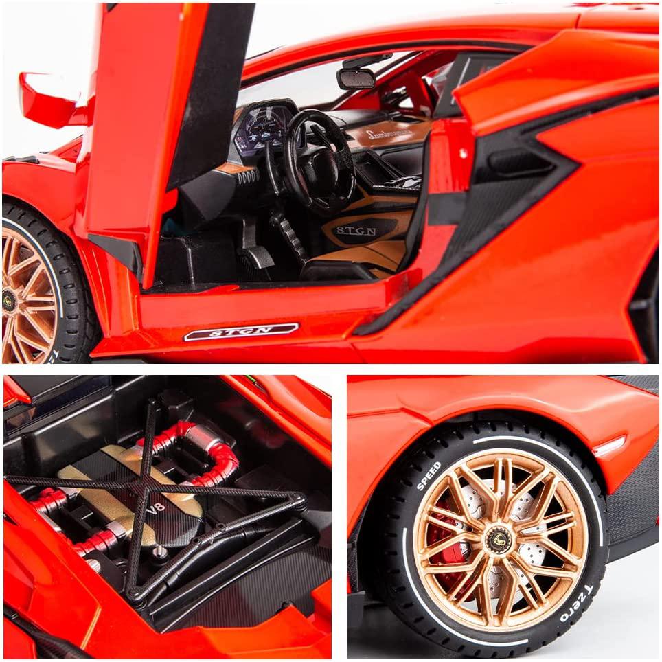 1/18 масштаб Lambo Sian, литая под давлением модель автомобиля, игрушечный автомобиль с откатным механизмом, звуком и светом для детей, взрослых, подарочная коллекция