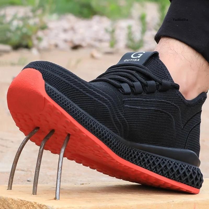 Work Shoes With Steel Toe Boots Anti Smash Safety Shoes Men Women Light Work Sneakers Breathable Anti-Stab Indestructible Shoes