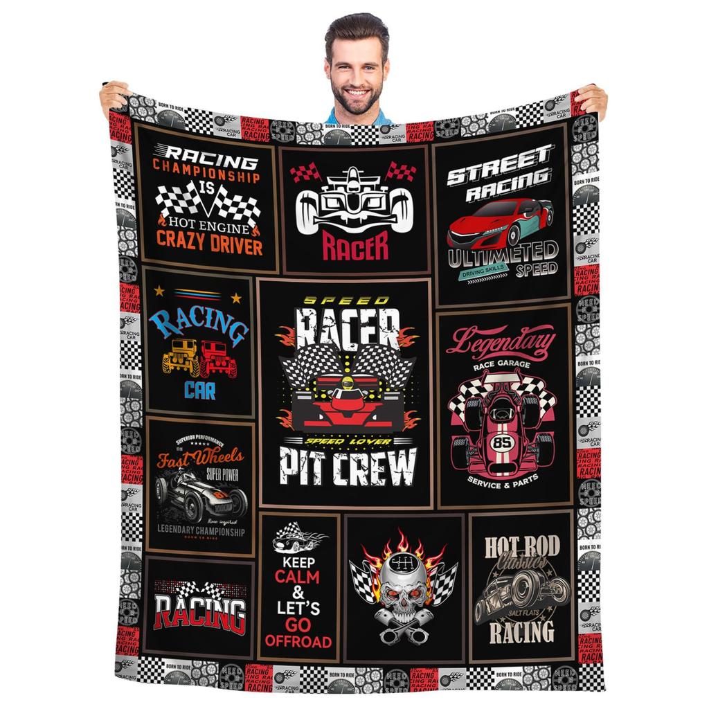 Cool Boy Racing Blanket For Men Flannel Blanket