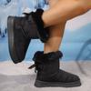 Fashion Bowknot Thick Plush Snow Boots Women Winter Thick Bottom Faux Fur Warm Ankle Boots Woman Faux Suede Cotton Padded Shoes