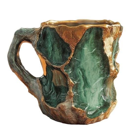 Fake Mineral Crystal Coffee Mug with Ergonomic Handle 11 Ounces Handcrafted 3D Mineral Rock Cup Tea Milk Water Drinking Cup