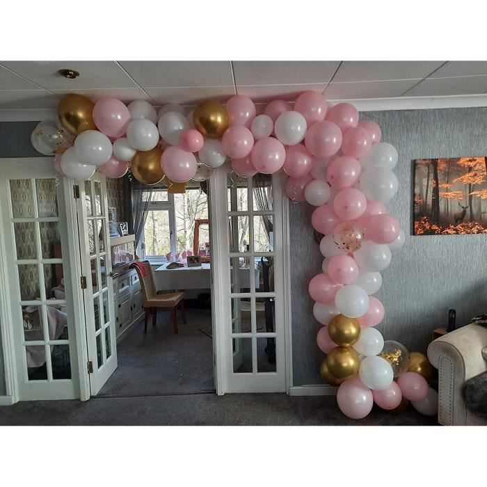 Guirlande de Ballons - Non spécifié - 105 pièces - Rose, Blanc, Transparent, Or - Décoration Fête