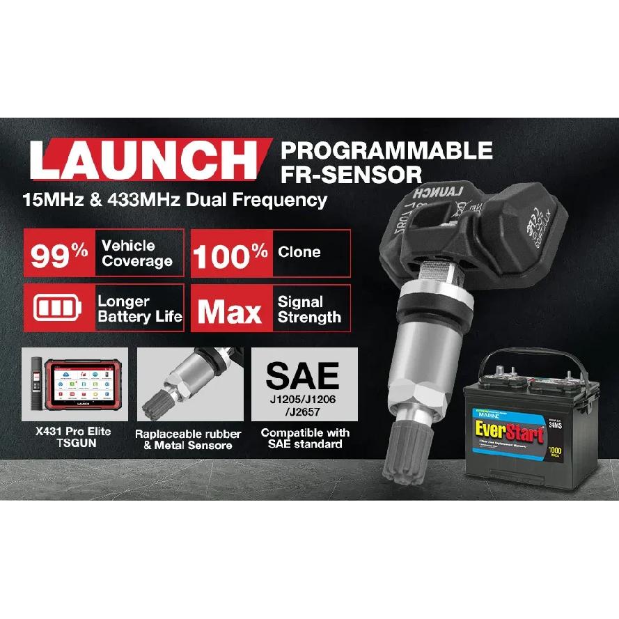 LAUNCH X431 TSENSOR-05 Универсальный датчик TPMS 315 МГц/433 МГц Двойная частота Регулируемый угол Резиновый клапан Монитор давления в шинах
