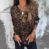 Женская футболка с леопардовым принтом, круглым вырезом, высокой талией и длинным рукавом, Весна 2026, Элегантный стиль