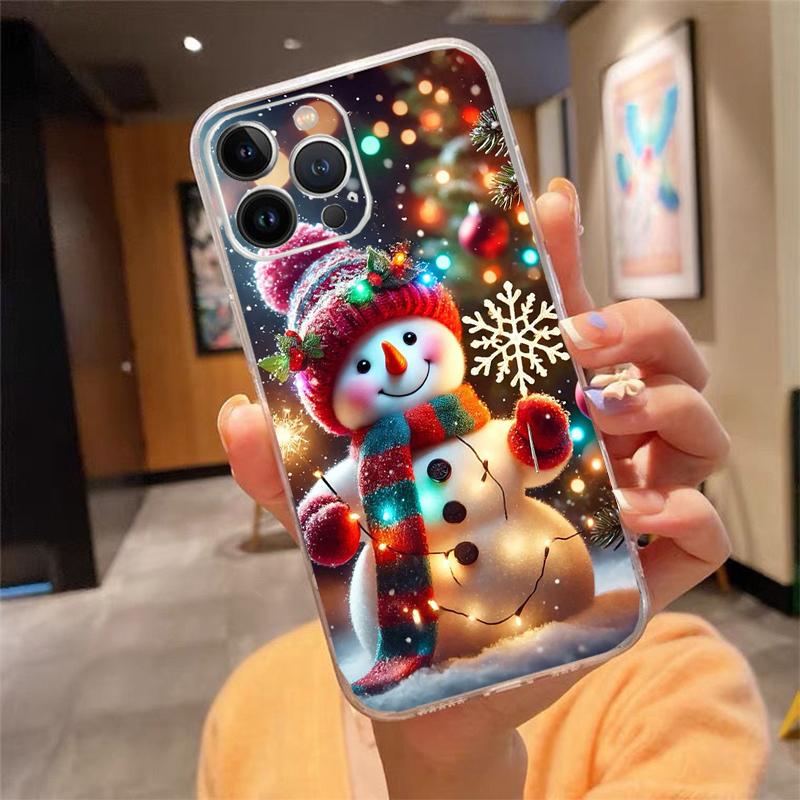 Phone Case For iphone 17 Pro Max 16 15 14 13 Pro Max 17 Air 15 16 Pro 15Plus Cute Snowman Christmas