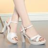 New Female Sandals 6/8.5CM High Heel Shoes Women Soft Leather Sandals Summer Shoes Ladies Sandals Platform Pumps
