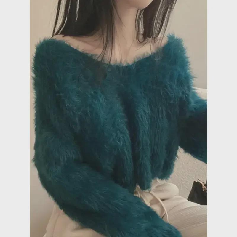 Женский плюшевый свитер в корейском стиле — универсальный, элегантный, с длинными рукавами для осени и зимы
