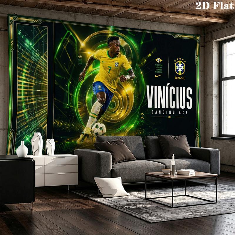 Vinicius Junior Wall Tapestry Aesthetic Wall Hanging Printed Fabric Blanket Decorative Tapestries for Bedroom Living Room Home Decor