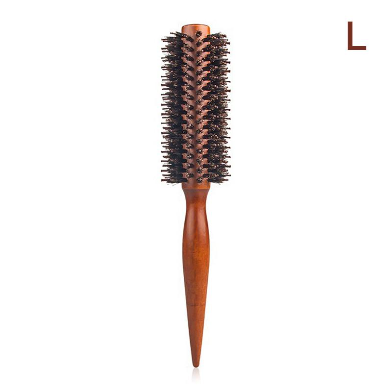 Anti-Static Wood Boar Bristle Round Hair Brush for Hair Styling Teasing Comb Teasing Brush for Curly Hair Hairdresser Tool